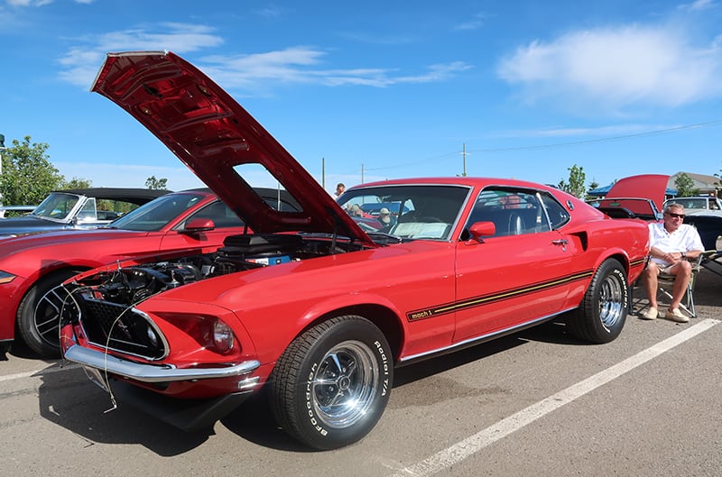Red 1969 Ford Mustang Mach 1