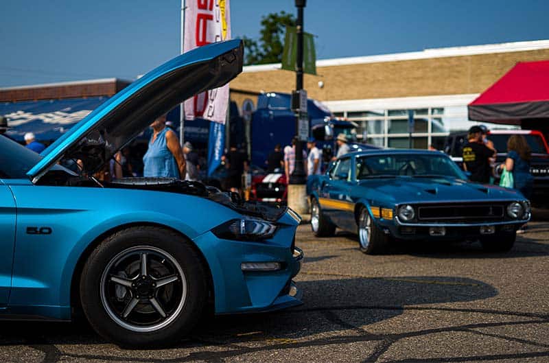 Teal 18 Mustang and Teal 60s GT500