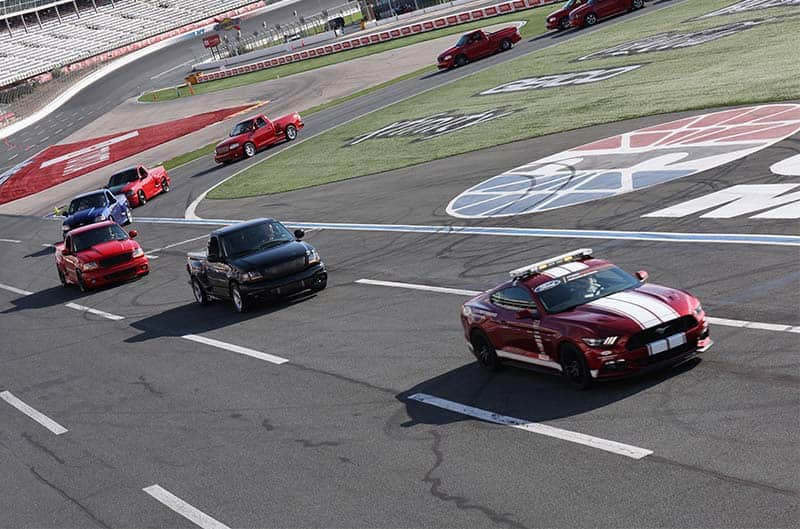 Mustang and Lightening on track