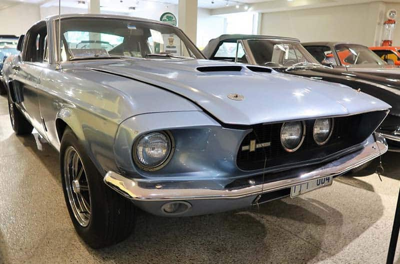 Baby blue 1970s shelby mustang