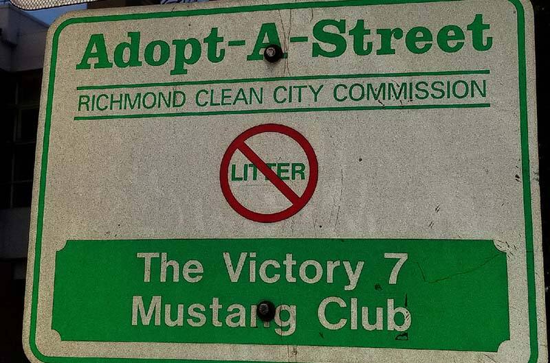 Adopt a street with Victory 7 mustang club name on it