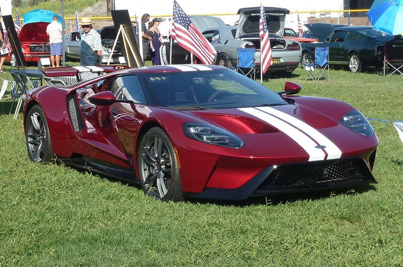 Red gen 2 ford GT with white stripes