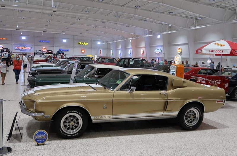 Gold Shelby GT350 in museum