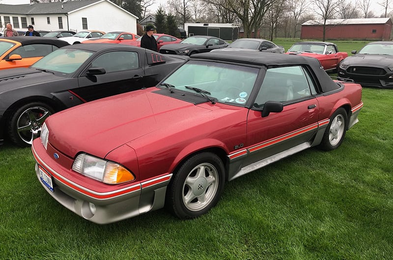 Red Foxbody convertible mustang