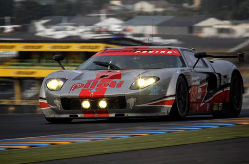 Ford GT on track at dusk