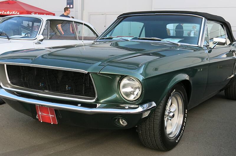 Green First generation mustang convertible