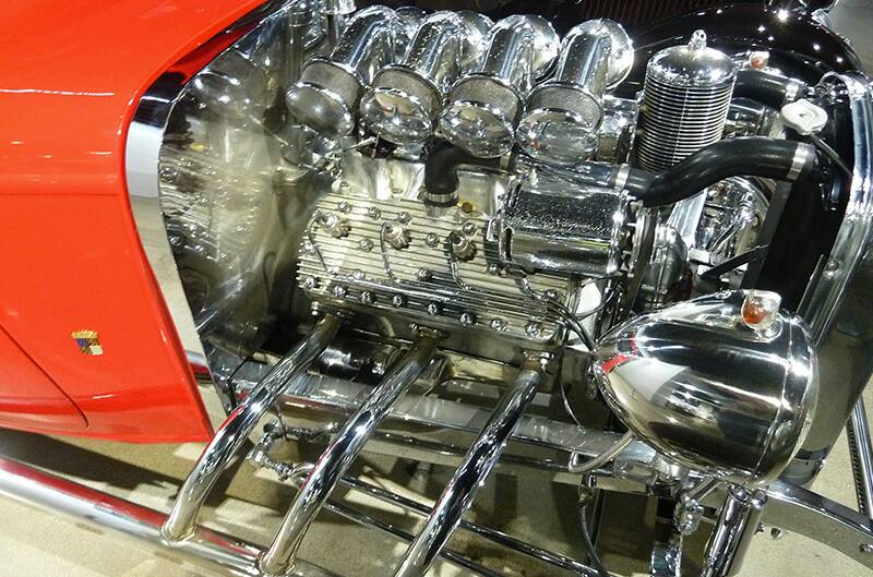 Engine bay of 1930s ford