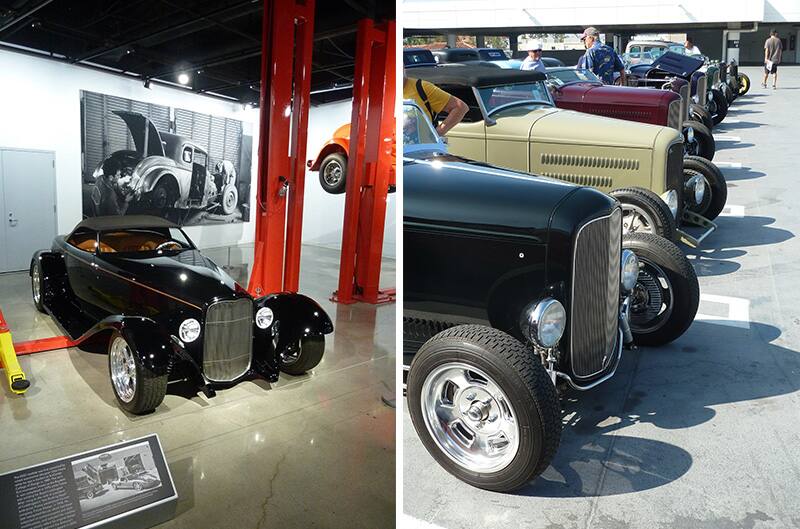 Two photos of black 1930s fords