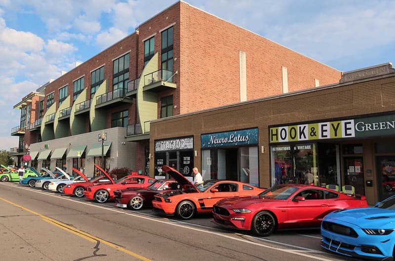 Mustangs set up on Mustang Alley