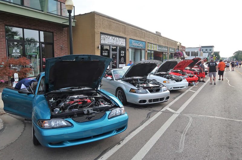 Mustangs on display on 9 mile