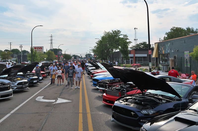 Mustangs on display at mustang alley