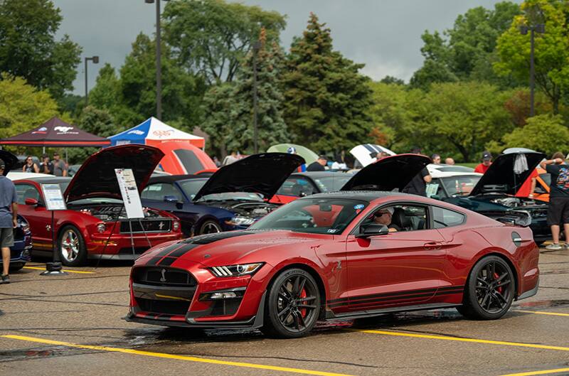 Shelby GT500 S550 Mustang driving through parking lot