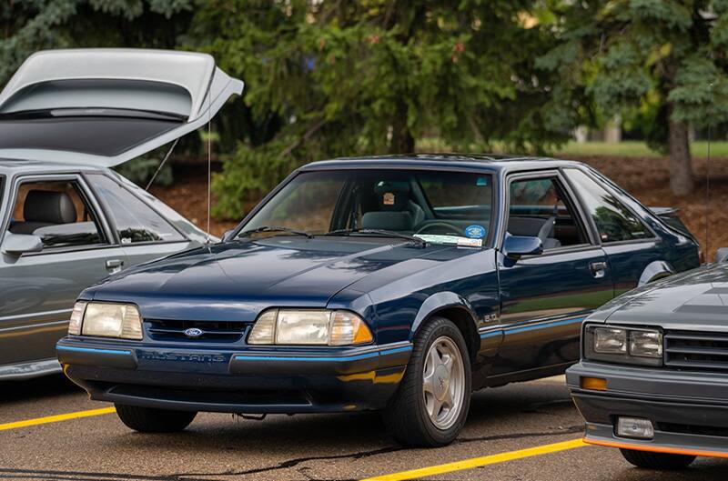 Blue 1990s Foxbody Mustang