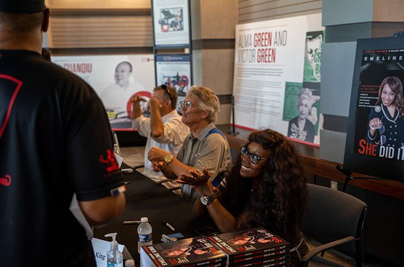 Stars signing books inside hall of fame