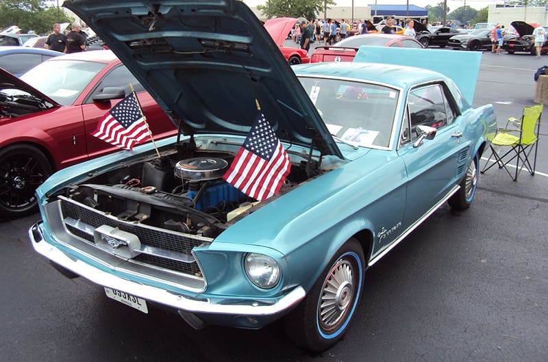 Light blue first gen ford mustang