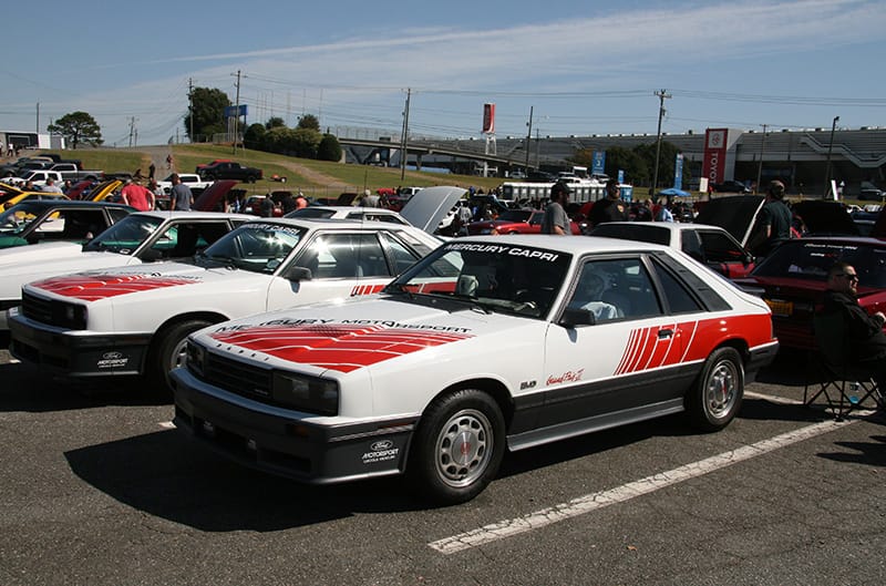 Red and white motorcraft themed foxbody mustang