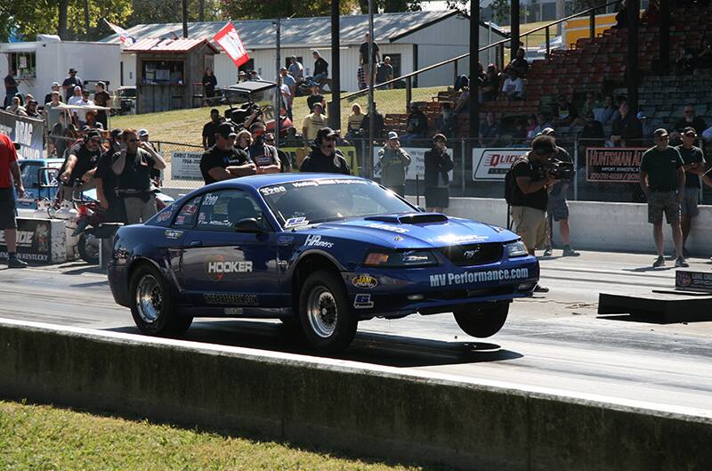 newedge mustang launching on dragstrip