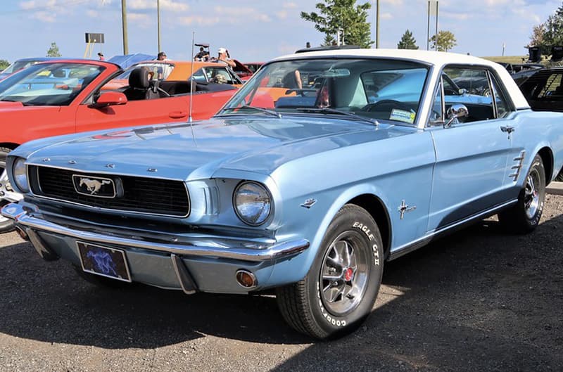 Baby blue first gen ford mustang