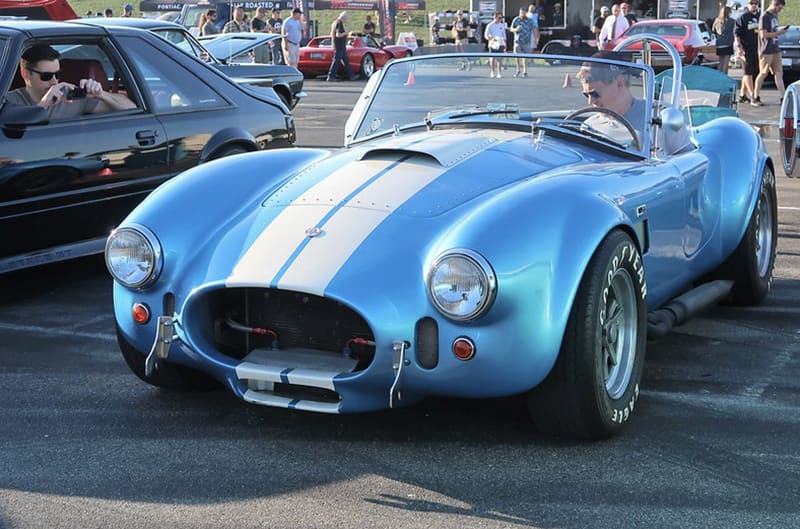Blue Shelby Cobra with white stripes