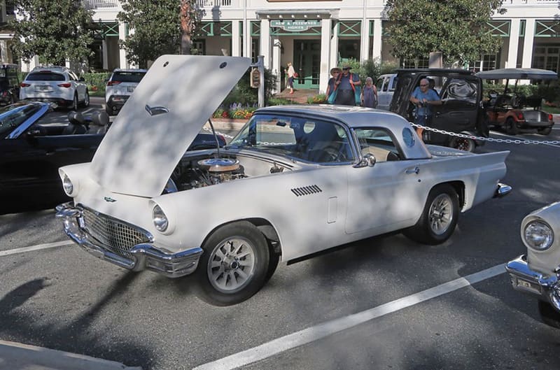 White thunderbird with hood open