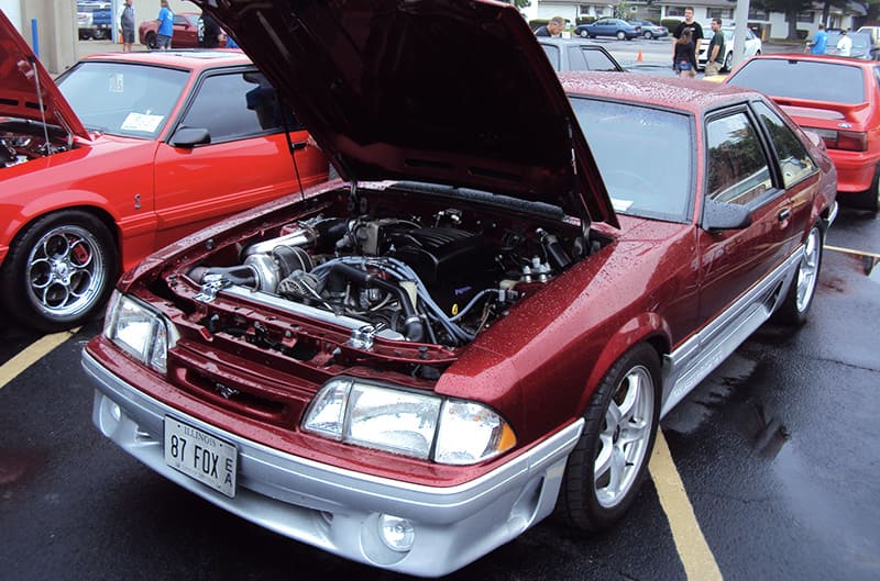 Red and silver two tone foxbody mustang