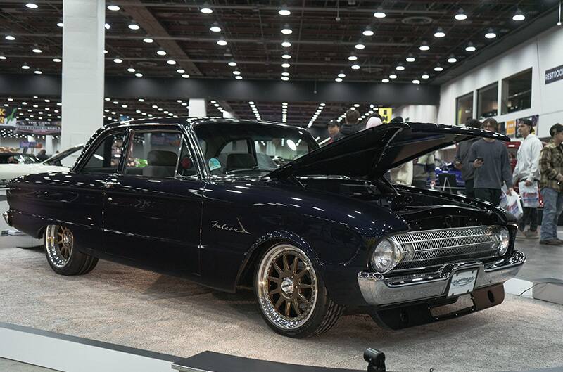 Ford Falcon under lights at autorama