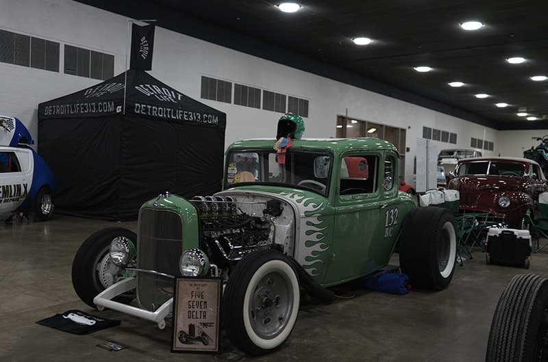 Green white lifted ford pickup
