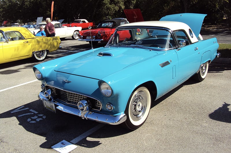 bright blue thunderbird with white top