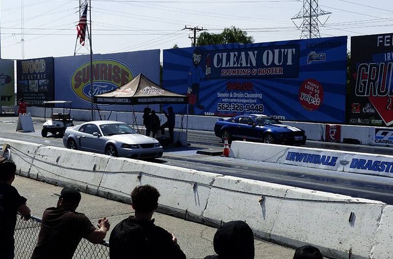 Mustangs on drag strip