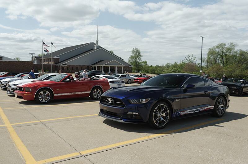 Mustangs parked at autocross