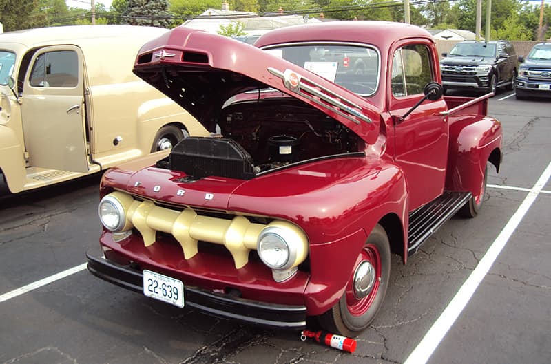 Red ford pickup truck