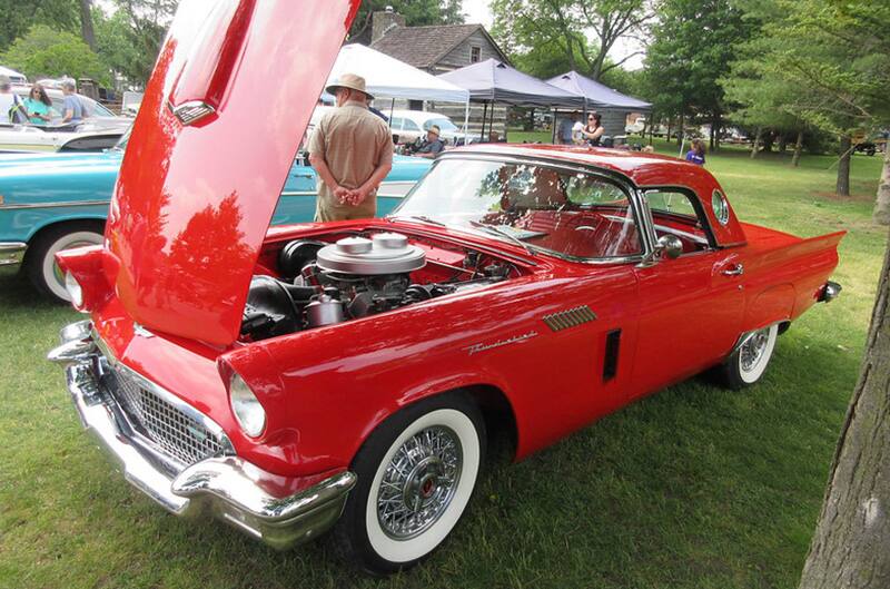 Bright red ford thunderbird