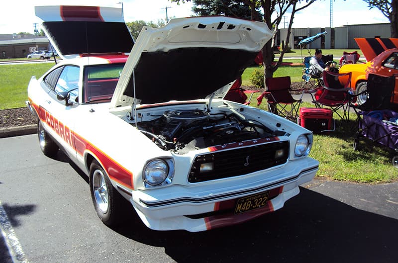 White Mustang II with Red Stripes