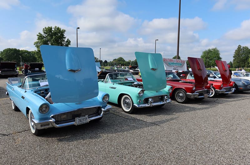 60s thunderbirds parked together