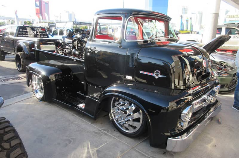 Black ford custom truck on display