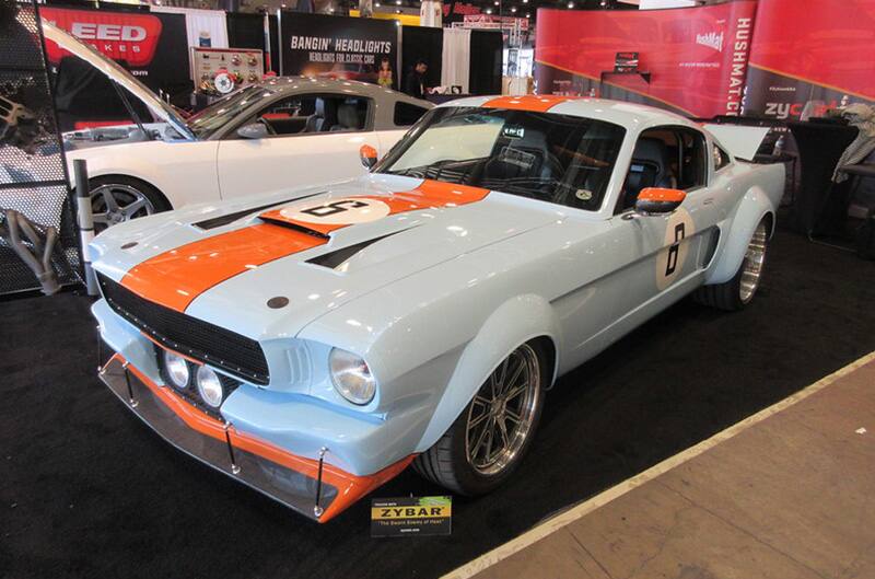 Gulf themed Mustang at SEMA indoors