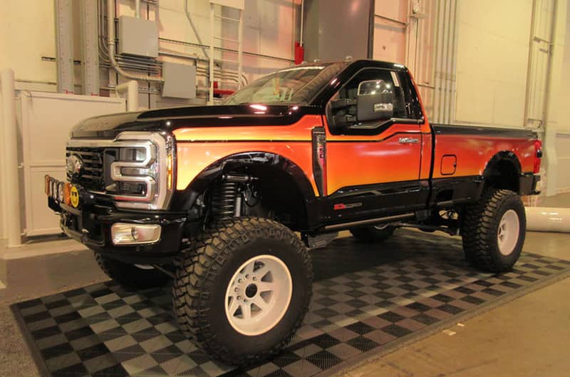 Lifted Ford Super Duty with custom paint