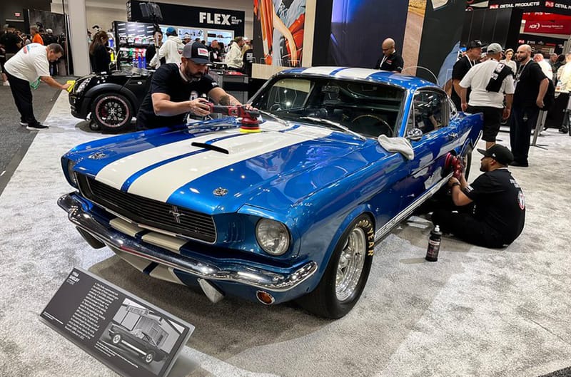 First generation Mustang being polished at show