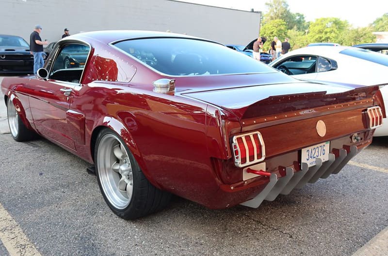Rear three quarter of first generation Mustang