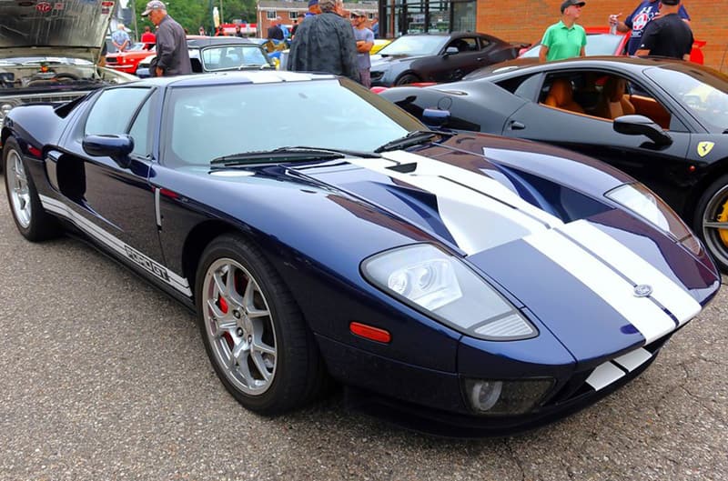 Blue and white ford GT
