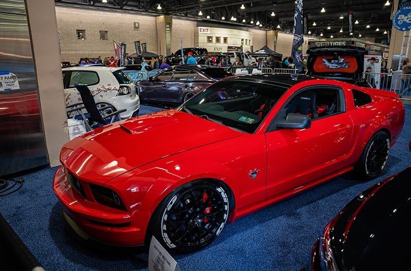 Red S197 mustang at show