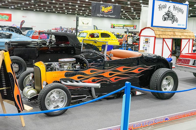 Ford hot rod with flames