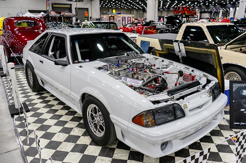 White Foxbody mustang at show