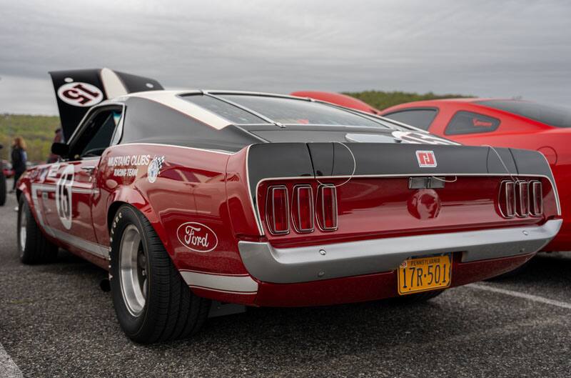 rear of red mustang