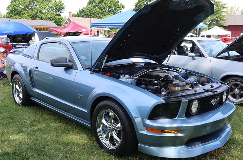 Blue Ford Mustang