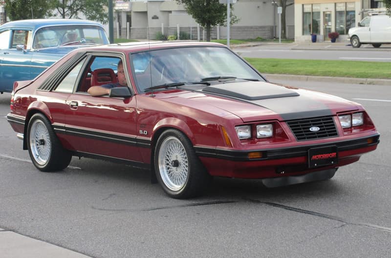 Red Foxbody mustang on woodward