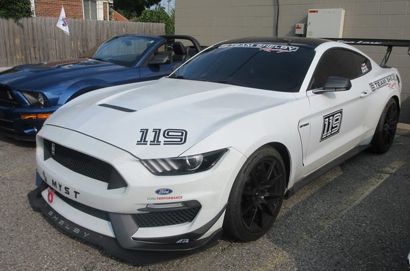 White Shelby GT350 on display