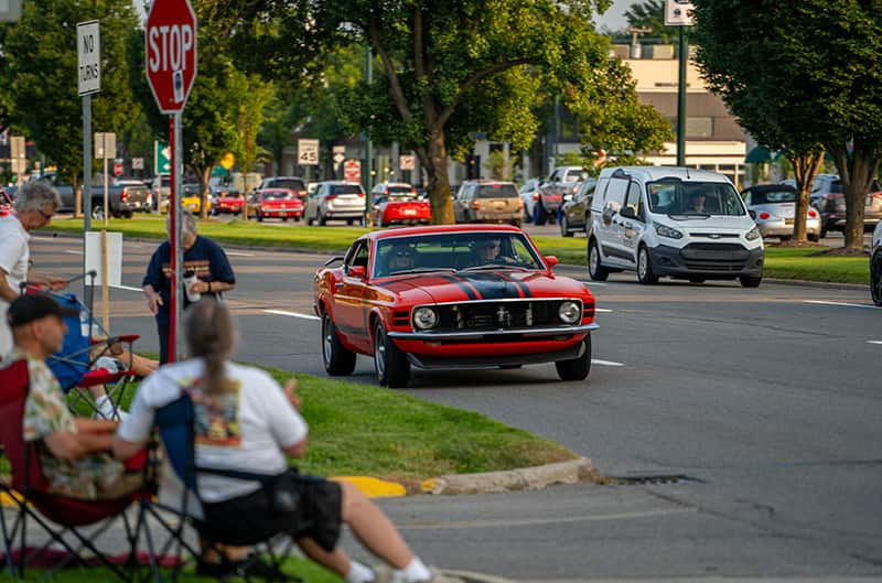 Orange Mustang on woodward