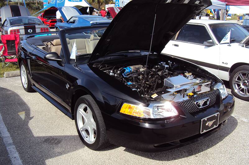 Black Newedge Mustang at car show