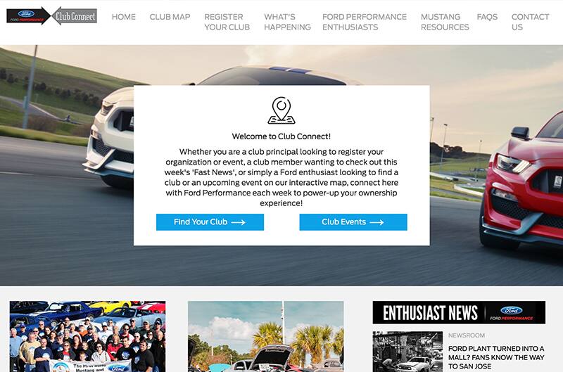 Ford Performance Club Connect site home